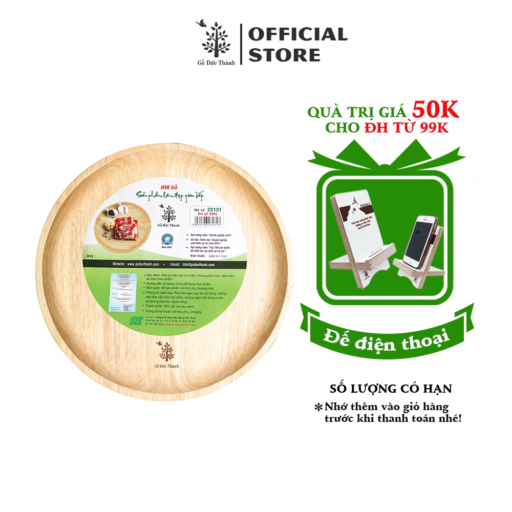 Dĩa gỗ tròn | size lớn | Gỗ Đức Thành - 23131