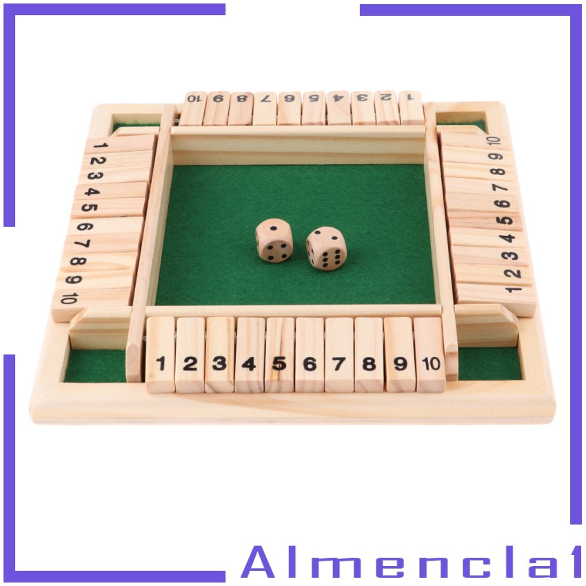 Bộ Đồ Chơi Board Game Shut The Box bằng gỗ gồm 2 xúc xắc và 10 số cho người lớn/trẻ em