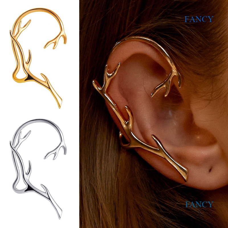 1 Khuyên Vành Tai Kim Loại Hình Lá Thời Trang Cho Nữ