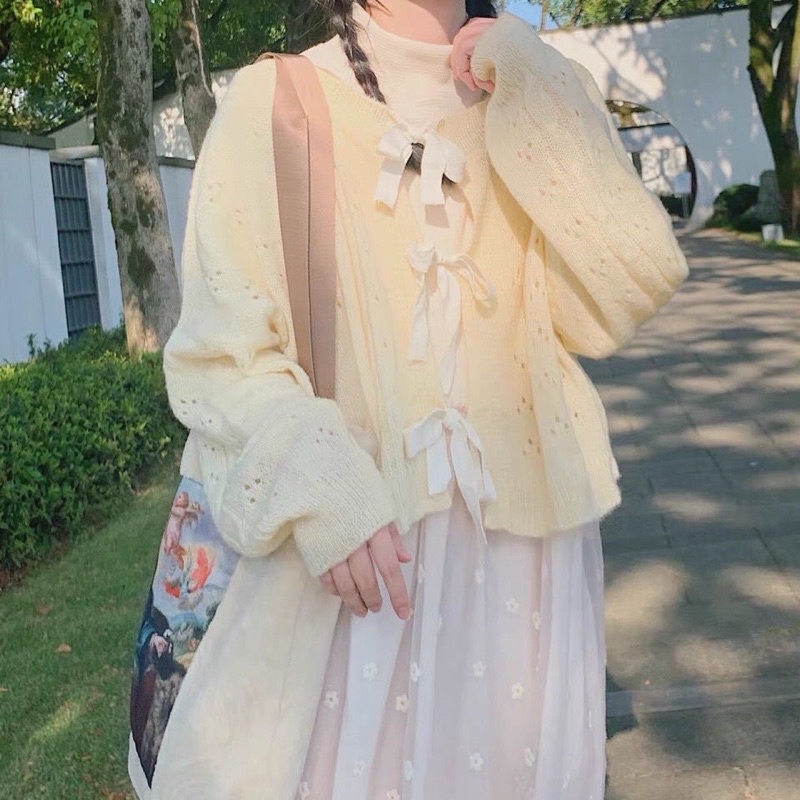 Áo Khoác Len nơ phong cách Lolita Trẻ Trung (Kèm ảnh shop chụp ở gần cuối)