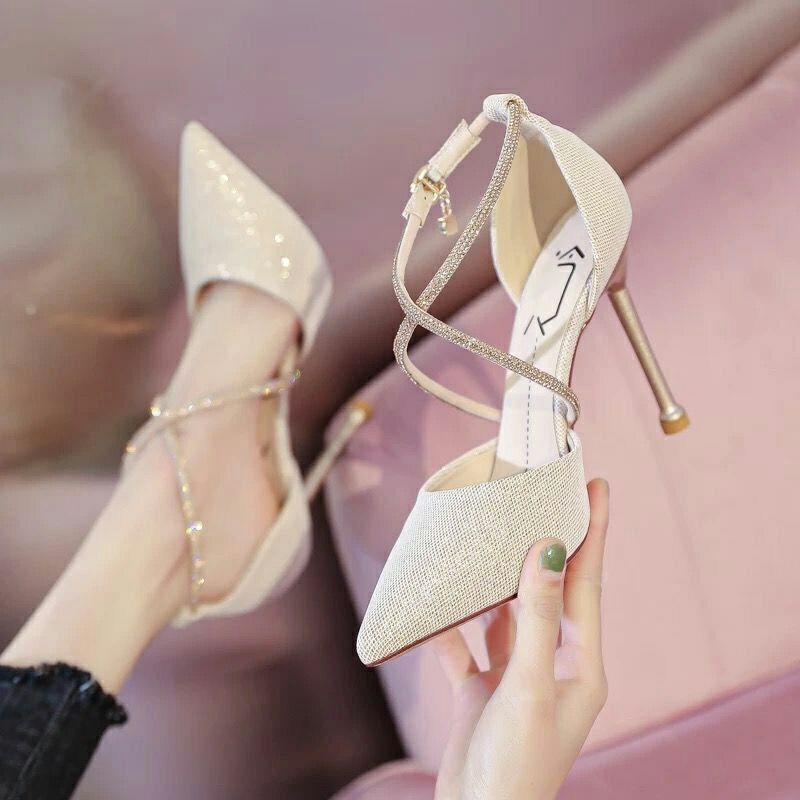 👠giày cao gót đính kim sa💫💫 quay chéo