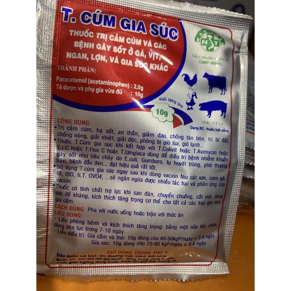 50 gói T.cúm 10g- công ty thú y Năm Thái - dùng gia súc, gia cầm