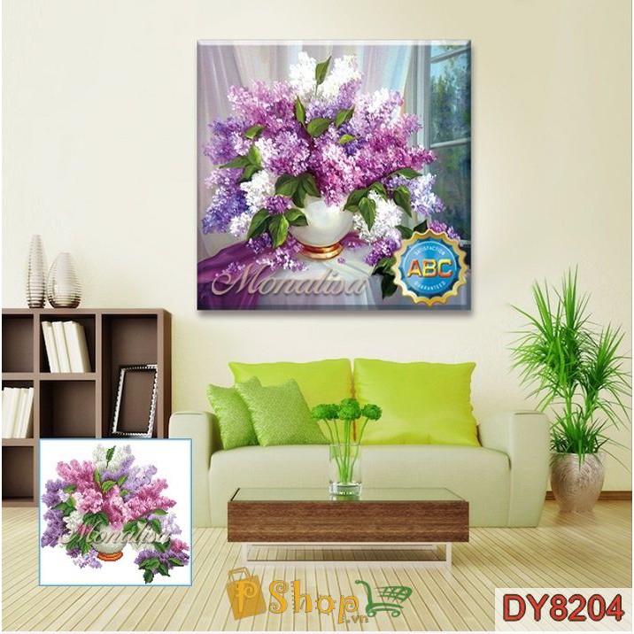 Tranh đính đá Lọ hoa - DY8204 (50x50 cm)