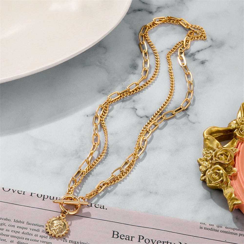 OT vòng cổ Hợp Kim Nhiều Lớp Phong Cách Vintage Cho Nữ