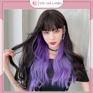 Tóc giả nữ nguyên đầu xù light tím xu hướng 2021 hàng cao cấp