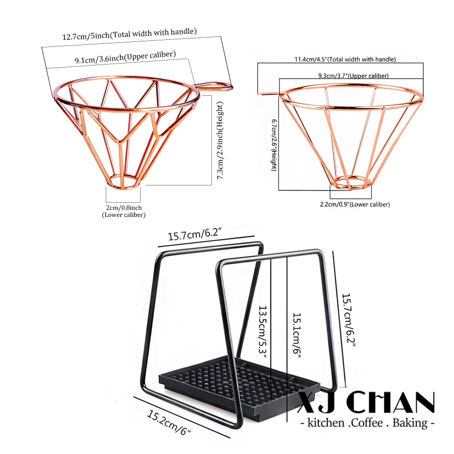 Phễu Lọc Cà Phê Bằng Thép Không Gỉ Màu Vàng Hồng Sang Trọng V60 (1-2 Cốc)