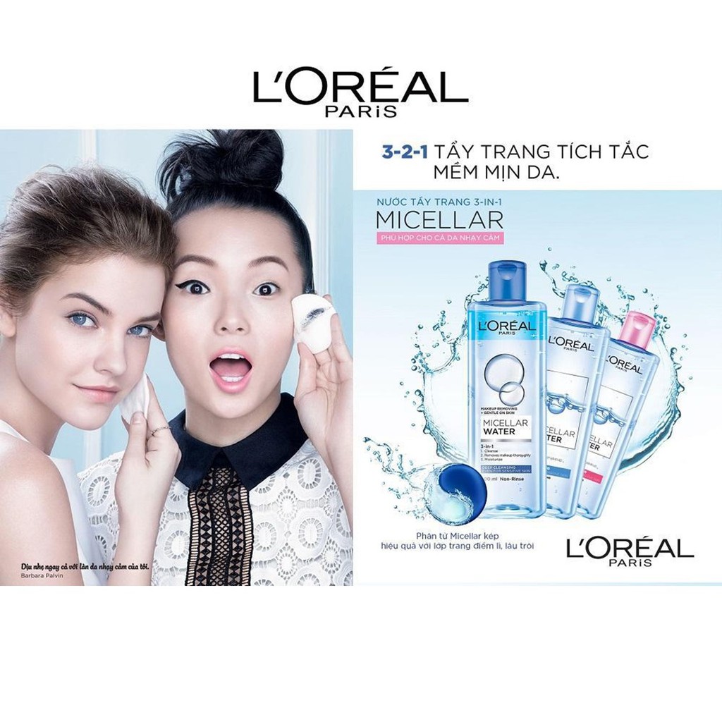 Nước Tẩy Trang Dưỡng Ẩm L'Oreal Paris 3-in-1 Moisturizing Micellar Water 400ml (Hồng)