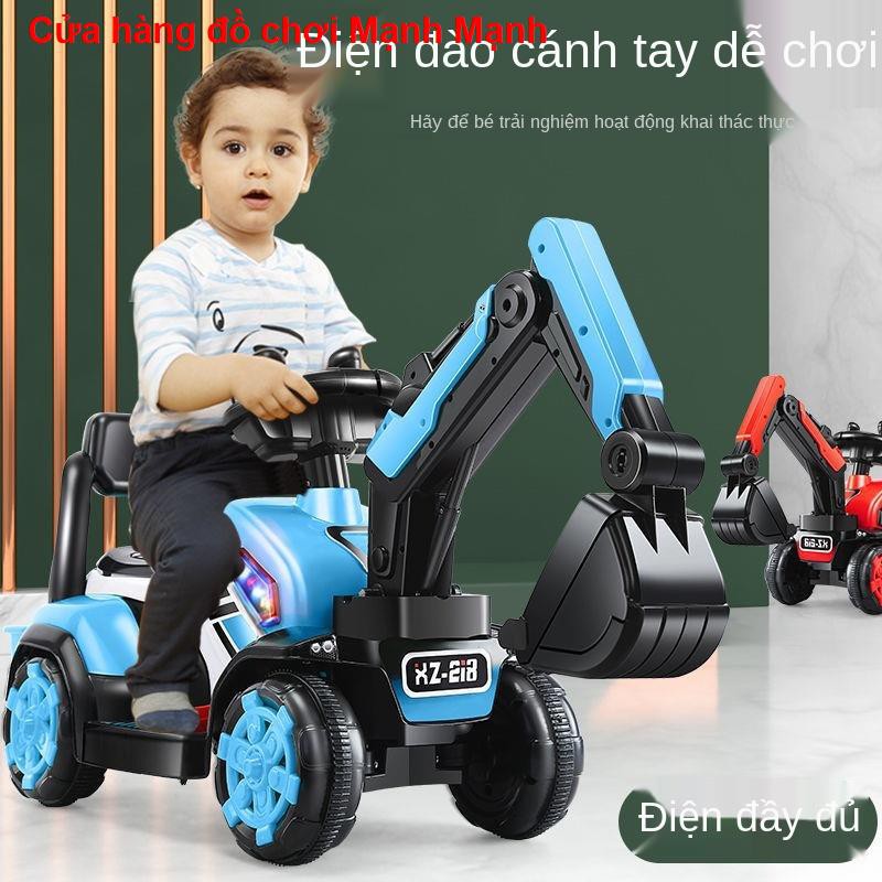 Máy xúc dành cho trẻ em có thể ngồi và lái xe đồ chơi điện cỡ lớn, móc, tay ga, kỹ thuật bé trai   đồ chơi