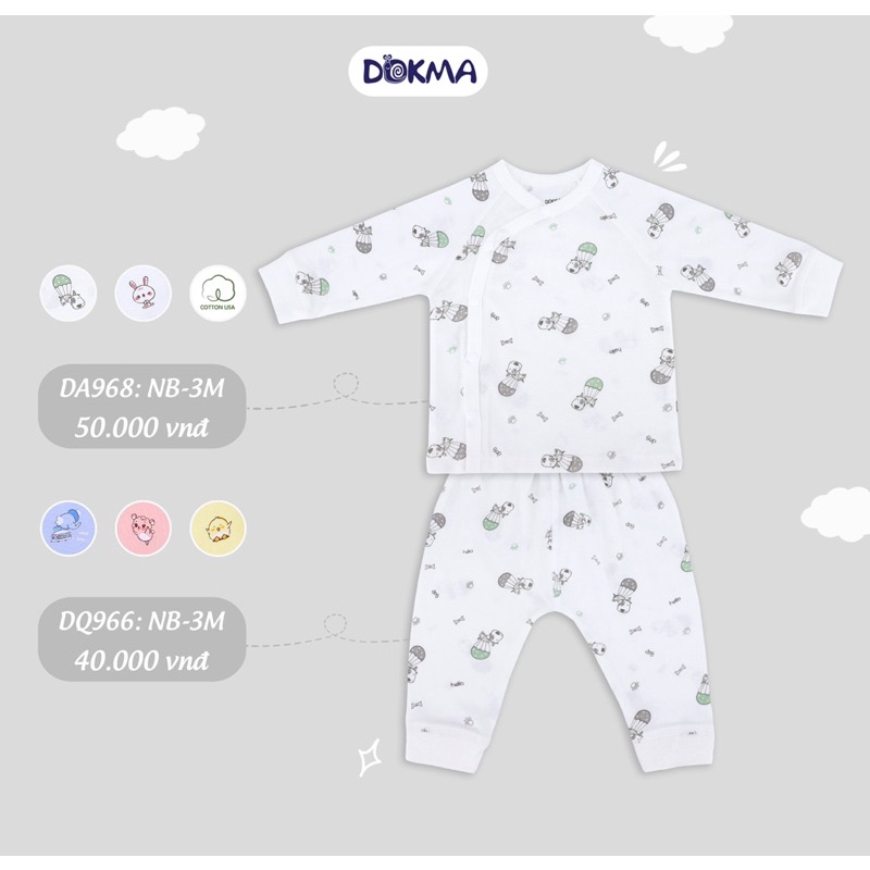Bộ sơ sinh cài lệch Dokma ( 1-9m)