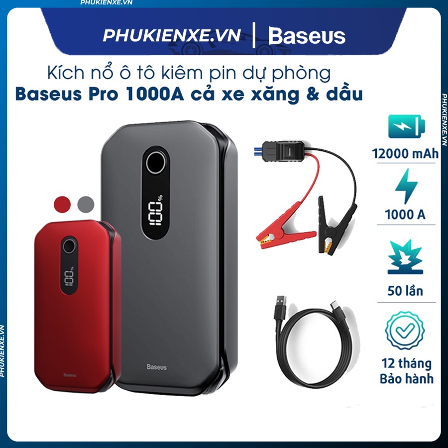 Bộ Kích Nổ Ô Tô - Bộ Kích Nổ Xe Hơi - Cứu Hộ Ô Tô - Baseus CRJS03 Kiêm Sạc Dự Phòng- Phân phối phụ kiện xe 24h