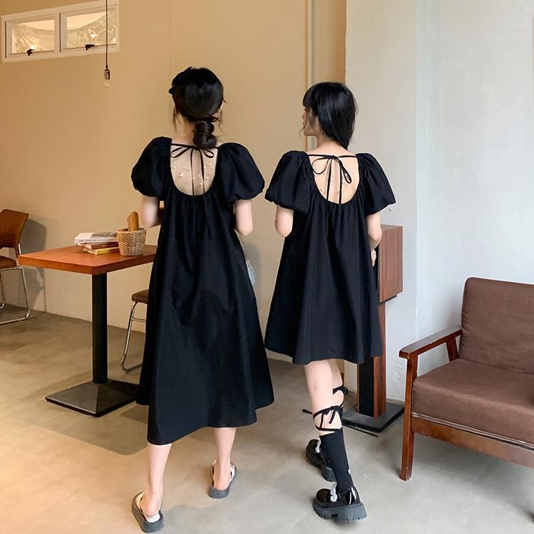 Đầm Nữ Ngắn Tay Cổ Vuông Thời Trang Retro