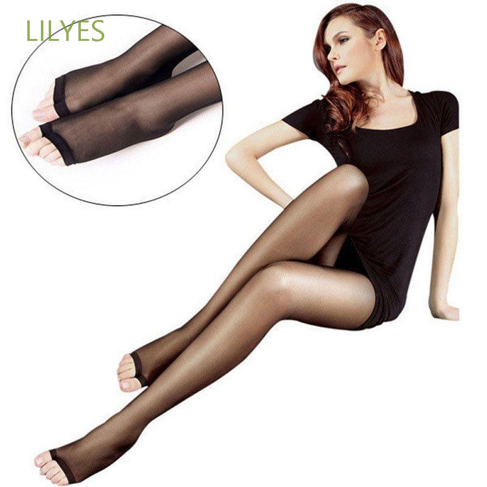 LILYES Bán chạy Quần tất hở ngón siêu mỏng ôm chân màu xám/đen thời trang quyến rũ cho nữ