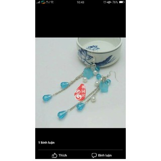 khuyên tai cổ trang thất tiên nữ 7 màu cánh hoa rơi