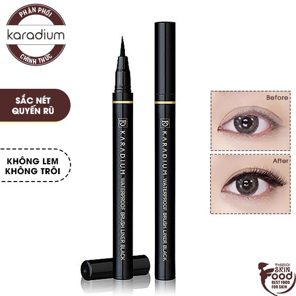 Bút Kẻ Mắt Nước Sắc Nét, Không Trôi Karadium Waterproof Eyeliner Pen #Black