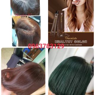 Chocolate, 100% hương thơm socola+ Không chứa amoniac  Cân bằng tốt trên nền tóc 2-3 khúc, Phủ hết bạc