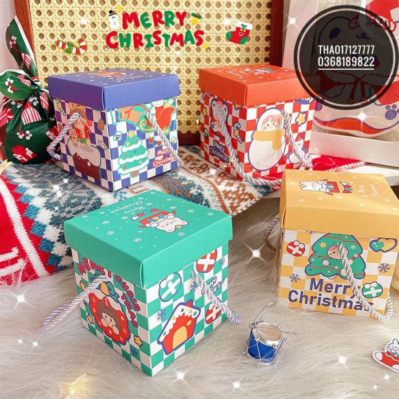 Hộp quà giấy giáng sinh, hộp mica Noel mini siêu đẹp các loại