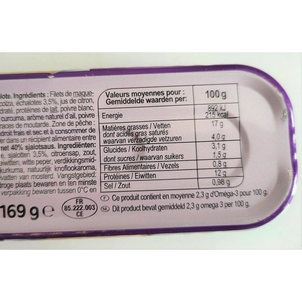 [Hộp 169g - TÍM] CÁ THU XỐT HÀNH TĂM (CỦ NÉN) [France] CARREFOUR Mackerel with Chives Sauce (atp)