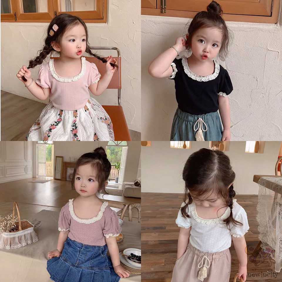 Áo Dệt Kim Tay Ngắn Cổ Tròn Phong Cách Hàn Quốc Cho Bé