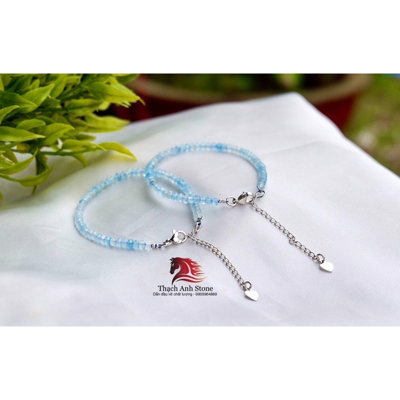 Vòng tay aquamarine thach anh cắt giác