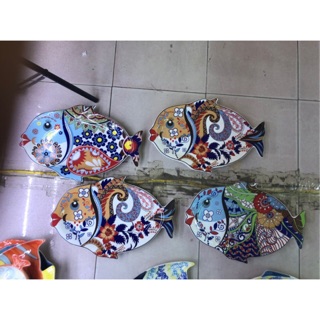 Đĩa cá thổ cẩm gốm sứ