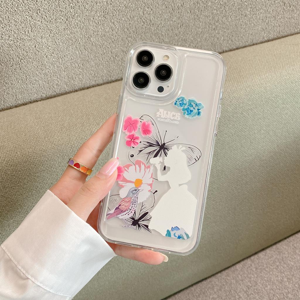 Ốp Điện Thoại Tpu Dẻo In Hình Công Chúa Alice Nút Kim Loại Cho iphone 13 Promax 12 11 7 Plus X XR 8 7