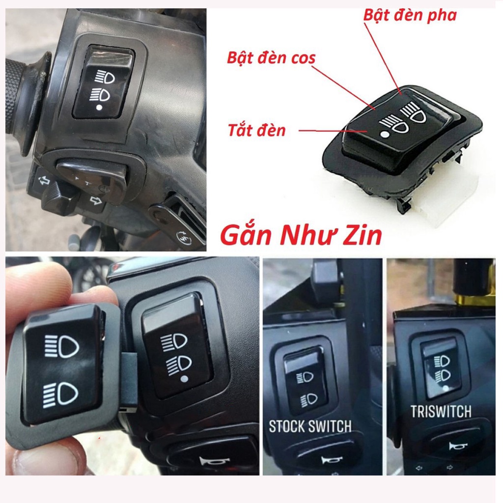 Công tắc tắt đèn cho các xe bóng sợi đốt vàng như wave, rsx, vision,lead lắp đặt dễ dàng