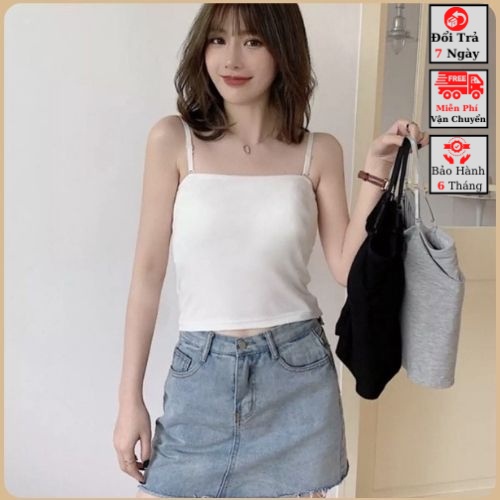 ⚡Big Sale⚡ Áo Croptop 2 Dây Thun Cotton, Áo Thun Hai Dây Croptop Kiểu Sexy Body Dáng Ôm Nữ Siêu Đẹp Chely_Fashion