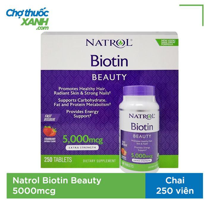 Viên ngậm Natrol Biotin 5000mg Chai 250 viên