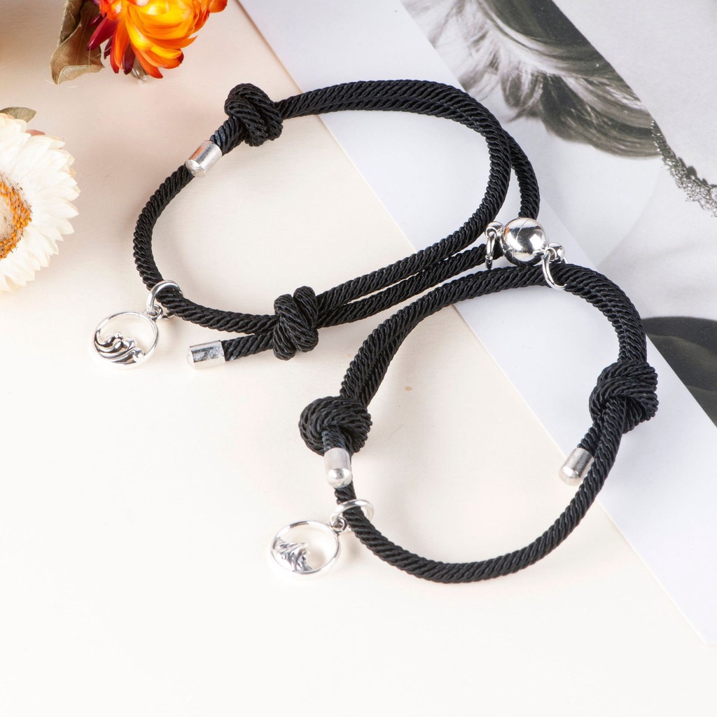 Vòng Tay Dây Bện Khóa Nam Châm Thời Trang Cho Cặp Đôi