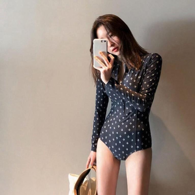 Áo bơi nữ bó sát , dài tay , khóa kéo hình tam giác new | BigBuy360 - bigbuy360.vn