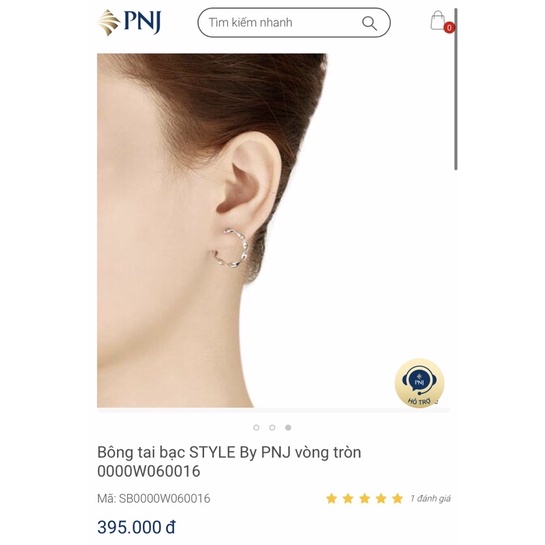 Pass bông tai bạc p n j