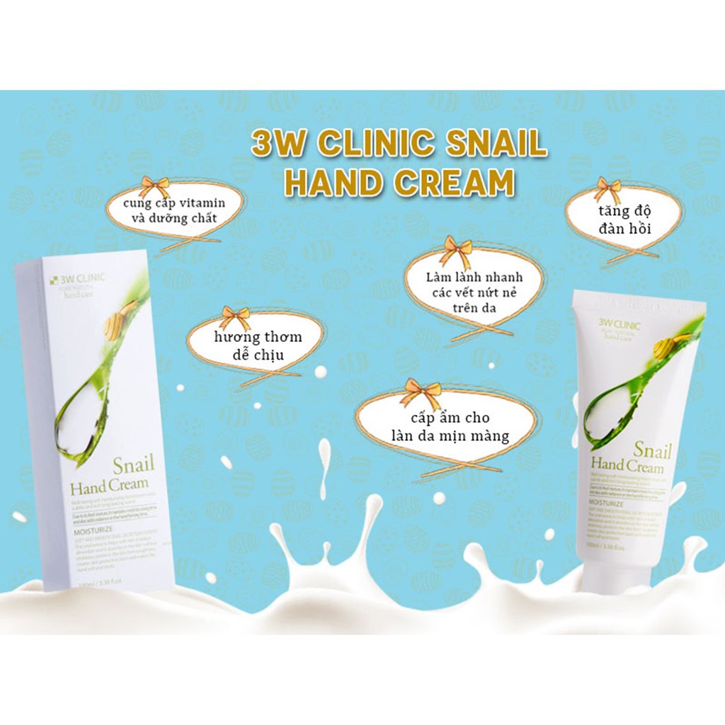 Kem Dưỡng Da Tay Ốc Sên 3W Clinic Snail Hand Cream 100ml