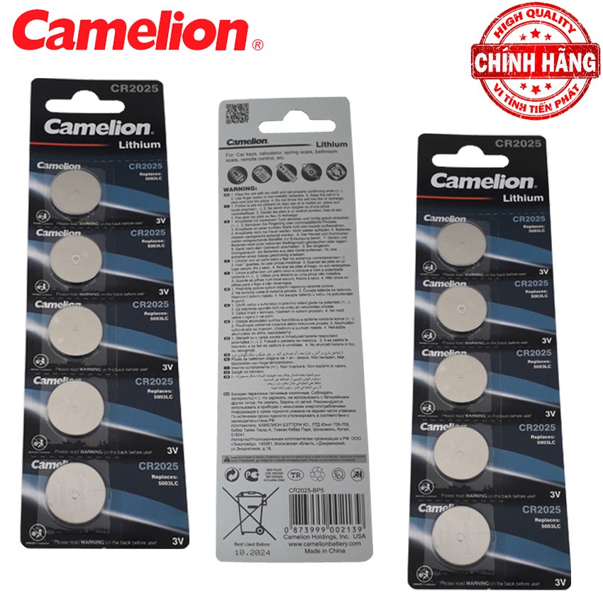Vỉ 10 viên pin Nút CR2025 Camelion Lithium Battery 3V - Cmos Camelion CR2025 (mẫu mới)