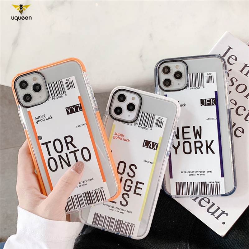 UQ Funny Travel City Boarding Pass Phone Case For iphone 11 Pro Max XR X XS Max 7 8 plus Back Cover Silicone Soft Cases Cute Funda