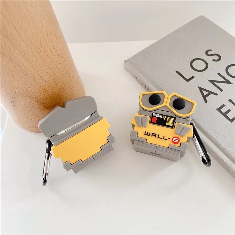 Vỏ Bảo Vệ Hộp Sạc Tai Nghe AirPods 1 2 3 Pro Bluetooth Không Dây Chất Liệu Silicon Mềm Hình Robot Wall-E 3D Gắn Nhẫn Chống Sốc Ốp