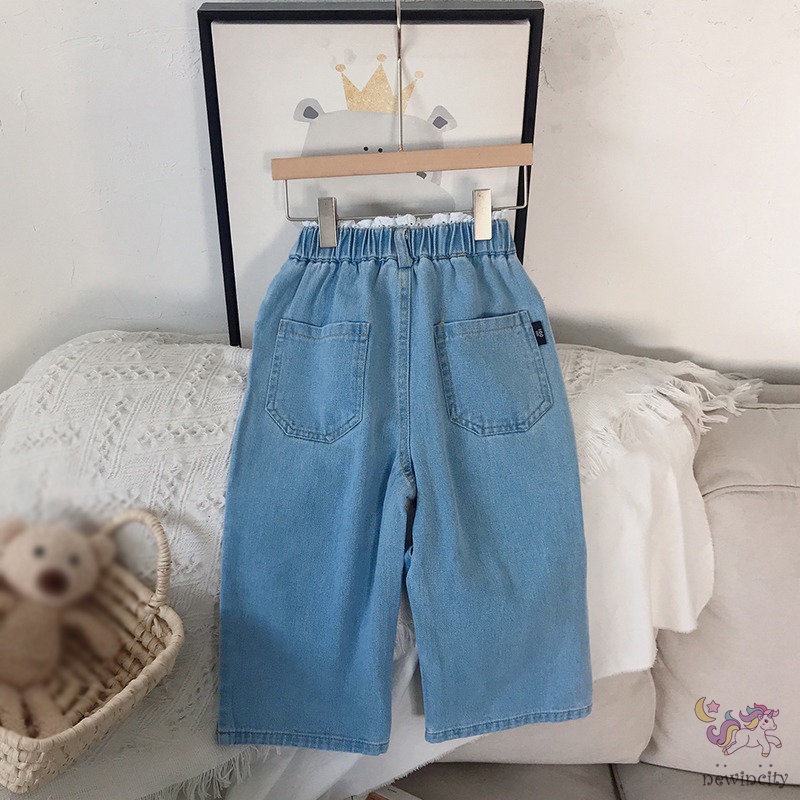 Quần Jean Denim Co Giãn Thời Trang Hàn Quốc Cho Bé Gái