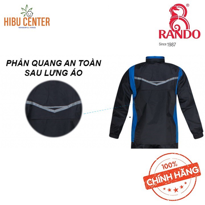 Áo Mưa Bộ Cao Cấp RANDO For Men ASNM-38 | Có Nón  - Phản Quang Sau Lưng | Hibucenter