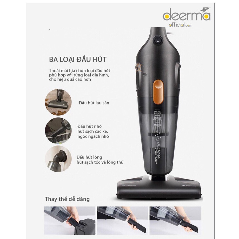 [ Có sẵn- có bảo hành ] Máy hút bụi cầm tay Deerma DEM-DX115C 600W (Black) BT21 | BigBuy360 - bigbuy360.vn