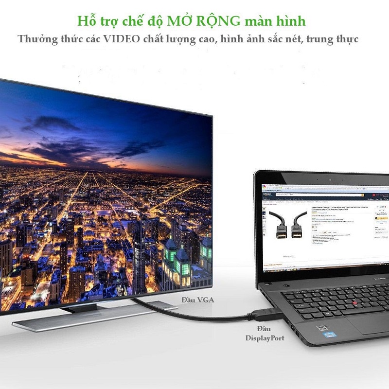 Cáp Displayport To VGA Dài 1,5m Chính Hãng Ugreen 10247- Hàng chính hãng