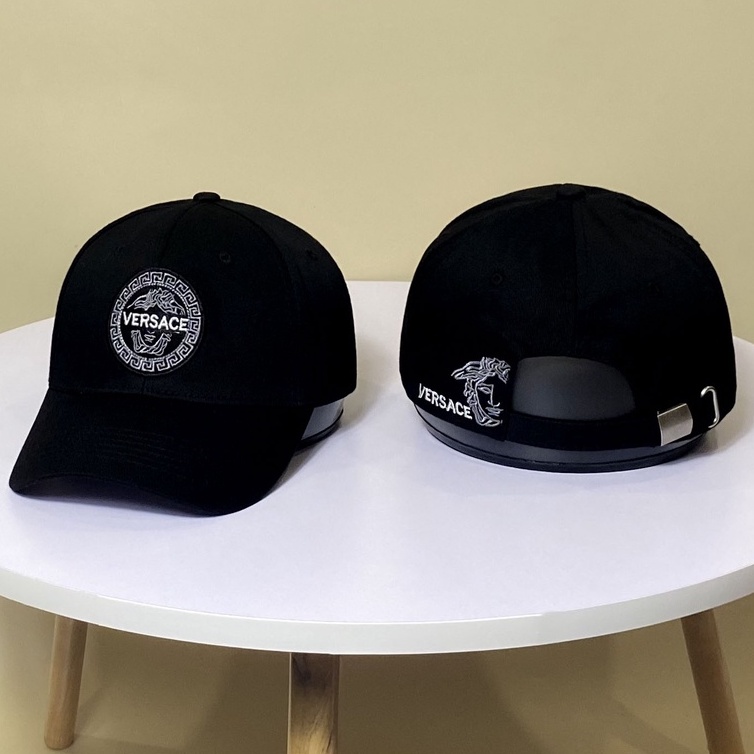 Mũ Lưỡi Trai Versace Nam nữ Cao Cấp Màu Đen thêu logo trắng Full Hộp