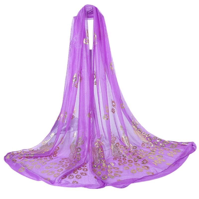 Khăn Choàng Cổ Dài Mềm Mại Thêu Họa Tiết Hoa Và Chim Công Nhiều Màu Dành Cho Nữ