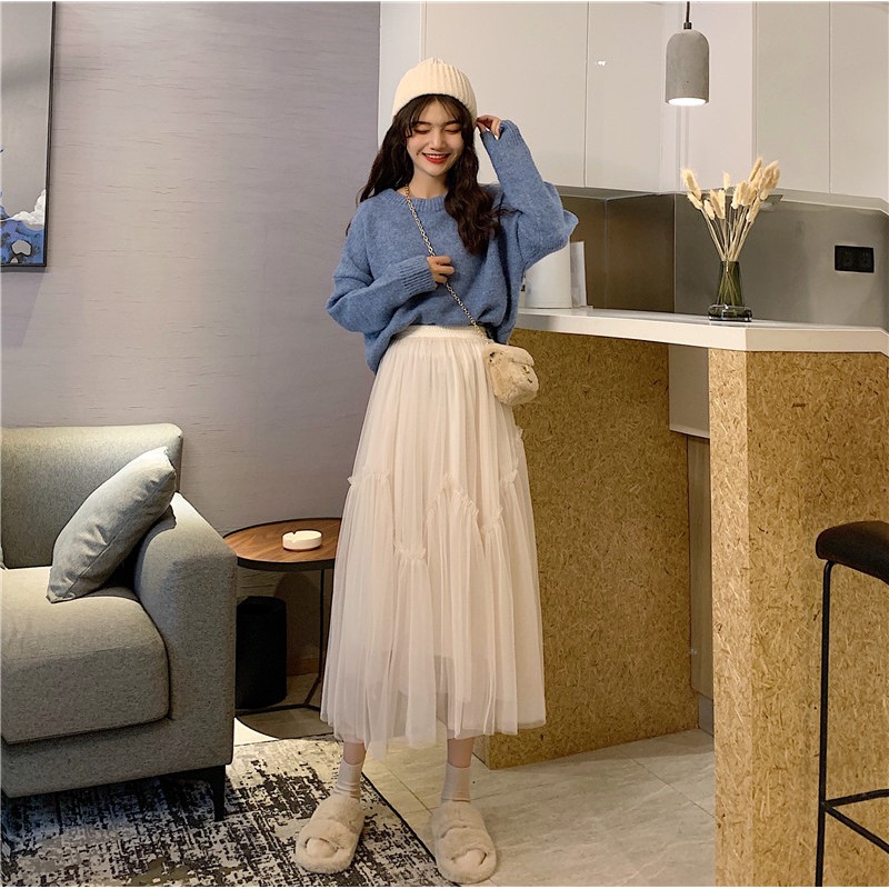 Xiaozhainv Chân váy lưới Midi thời trang nữ | BigBuy360 - bigbuy360.vn