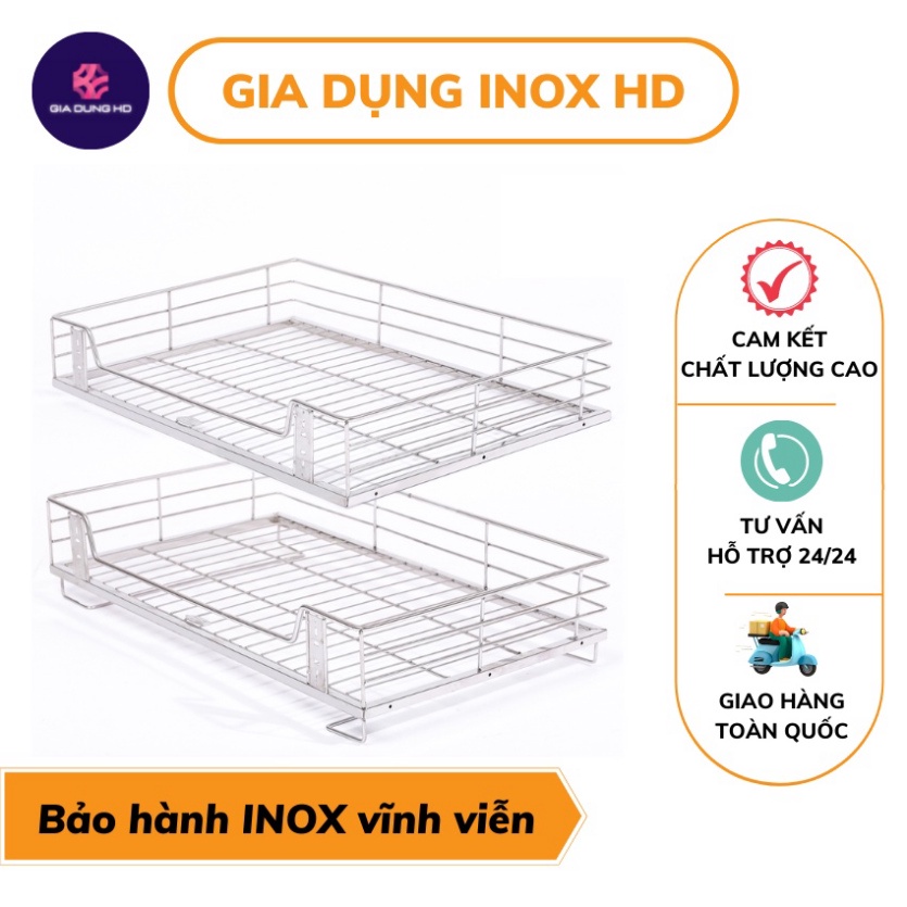 Giá để xoong nồi inox 304 💥 FREE SHIP 💥 kệ đựng nồi xoong bát đĩa lắp tủ bếp có thể dễ dàng kéo ra đẩy vào mà không ồn