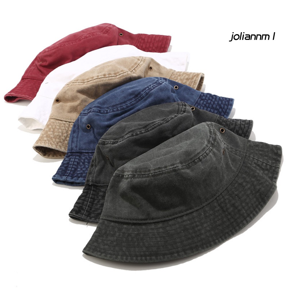 Mũ bucket denim màu trơn chống nắng thời trang cho nam và nữ