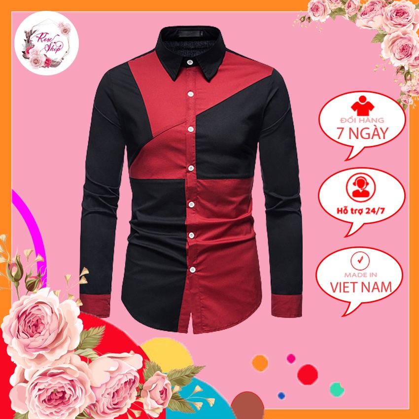 Áo sơ mi, Áo sơ mi nam phối 2 màu đặc sắc lịch lãm, tạo sự hấp dẫn, nổi bật cho đấng mày râu. H36
