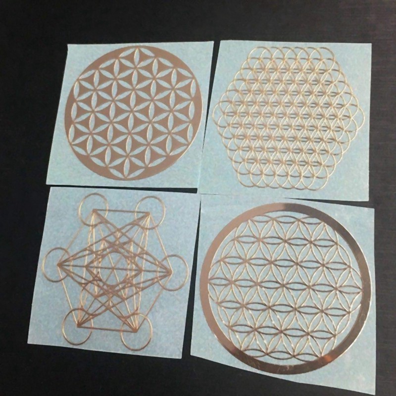 4Pcs/Set New Metal Energy Decor Sticker Flower Of Life