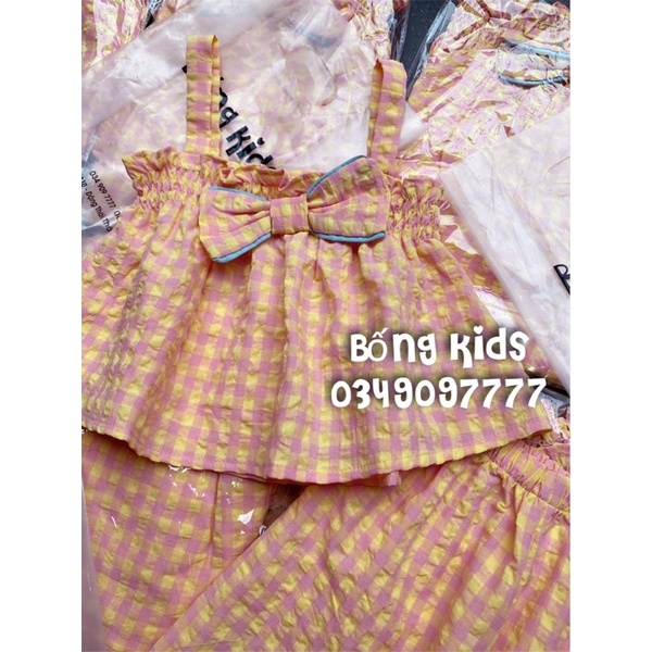 Bộ Lửng Bé Gái Đính Nơ Kẻ Ô MLS