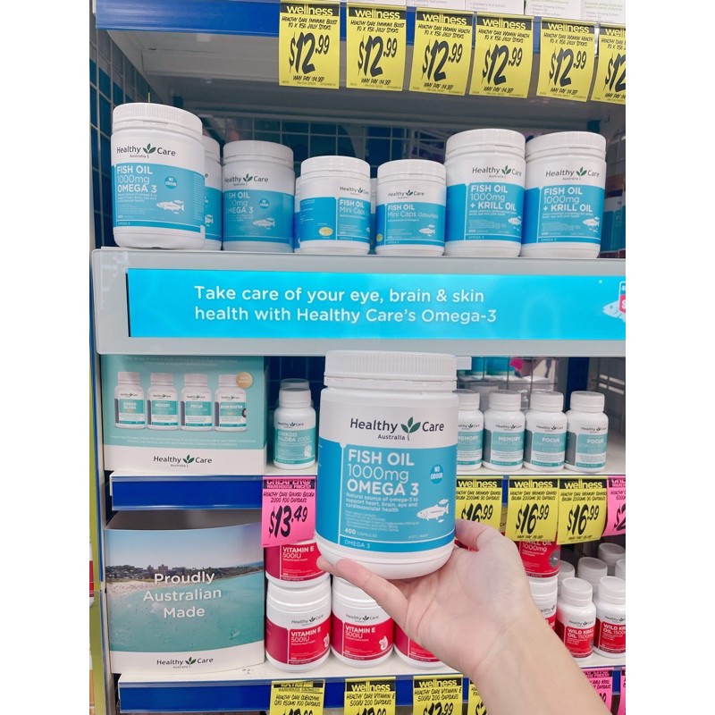 Dầu cá Fish Oil 1000mg Omega 3 Healthy Care, 400 viên - Mẫu mới