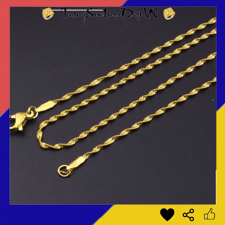 Dây chuyền kiểu mì xoắn inox mạ vàng sáng đẹp, bền màu đem lại vẻ đẹp quyến rũ cho quý cô