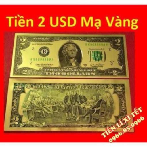 [GIÁ SẬP SÀN] Tờ Tiền 2 USD Mạ Vàng Plastic số seri Lộc Phát 68688686 làm quà lưu niệm, phong thủy